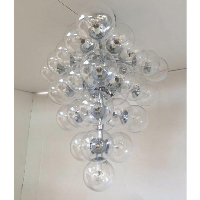 Fabio Ltd 21st Century Italian Grappolo Polished Chrome Clear Murano Glass Chandelier by Fabio LTD For Sale - Image 4 of 7