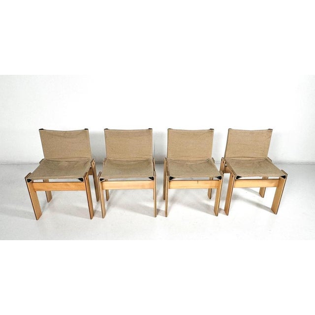 Vintage Monk Dining Chairs by Afra & Tobia Scarpa for Molteni, 1970s, Set of 4 For Sale - Image 4 of 14
