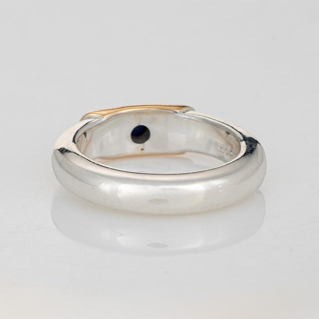 1970s 70s Ilias Lalaounis Ring Sapphire Stacking Band Sterling Silver 18k Gold Signed, Size 5 For Sale - Image 5 of 7