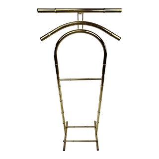 Mid 20th Century Hollywood Regency Faux Bamboo Brass-Finished Valet Stand For Sale