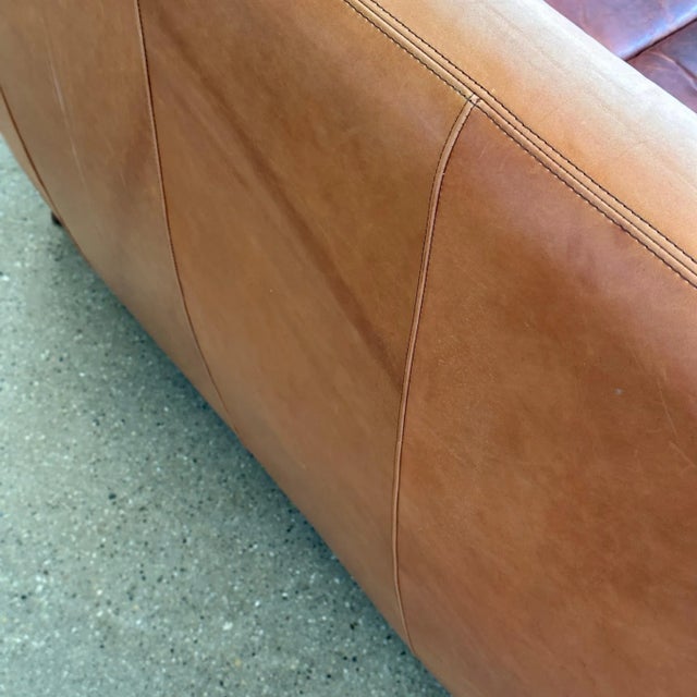 Brown Fiftyish Wingback Leather Sofa by Vladimir Kagan for American Leather For Sale - Image 8 of 12