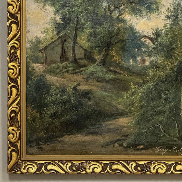 Antique Framed Oil Painting on Canvas by Georges Crehay (1849-1933) For Sale - Image 9 of 16