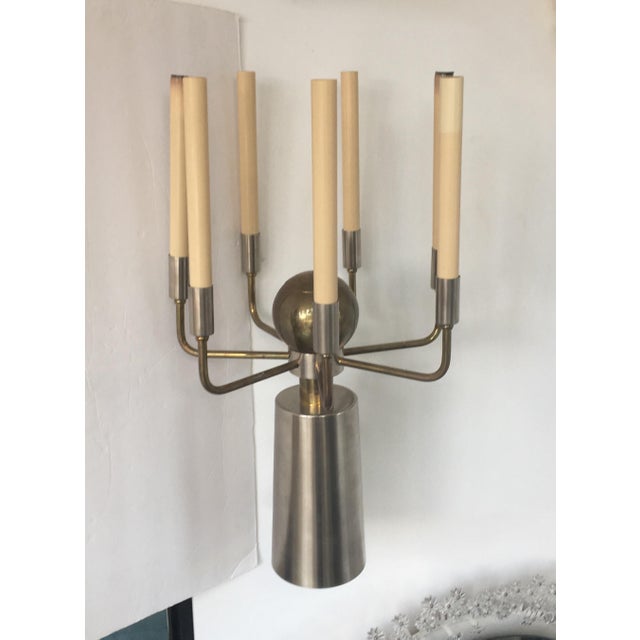 Brass and Chrome French Two-Tone Sconces- a Pair For Sale - Image 11 of 13