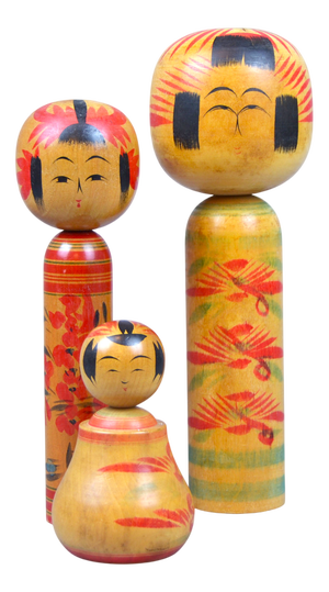 Vintage Japanese Traditional Kokeshi Dolls, 1950s, Set of 3