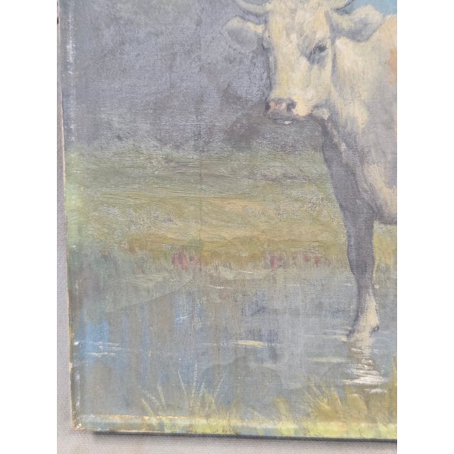 Robert Atkinson Fox (1860-1935), Cow in a Stream, Gouache on Canvas Painting For Sale - Image 10 of 18