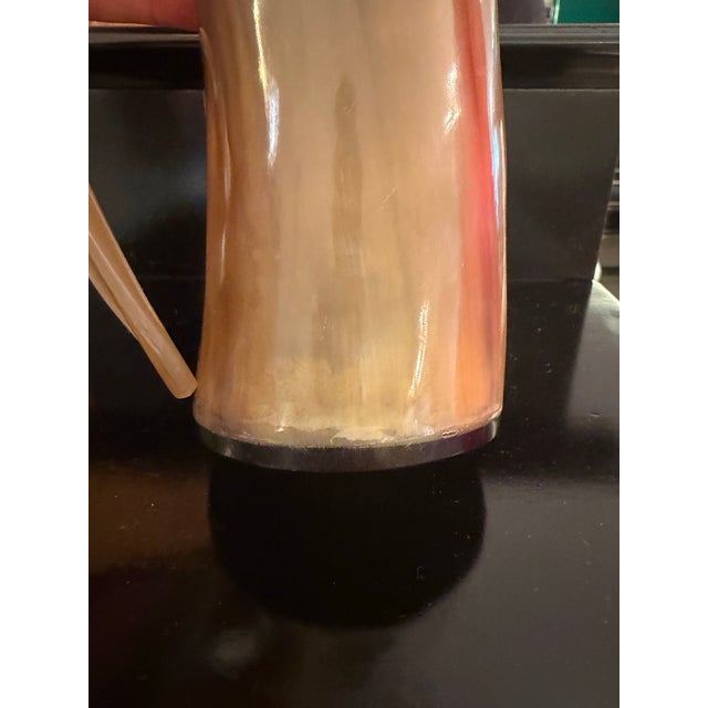 Metal Hand Polished Horn Cup With Curved Handle and Bronze Base For Sale - Image 7 of 7