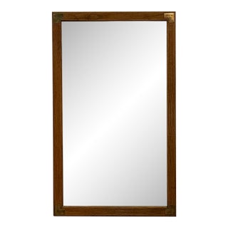 Vintage MCM Dixie Act II Walnut Mirror, Brass Details Wall Accent, Campaign For Sale