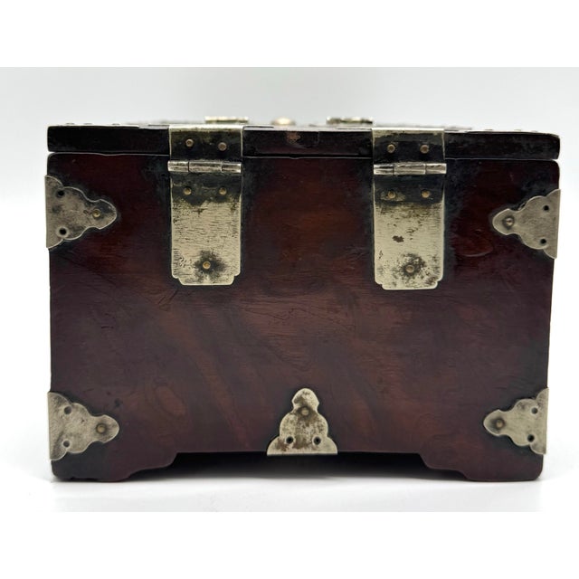 Antique Chinese Hardwood Vanity Box With Mirror, Drawer & Working Lock For Sale - Image 4 of 9