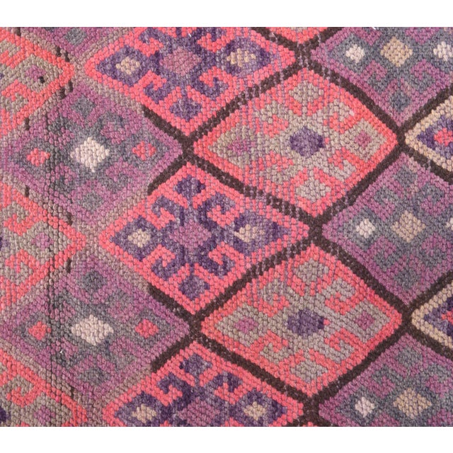 1970s Vintage Turkish Hand-Knotted Wool Cotton Pink Runner Rug For Sale In New York - Image 6 of 10