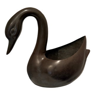 Antique Japanese Bronze Swan Planter With Sculptural Form, Early–Mid 20th Century For Sale