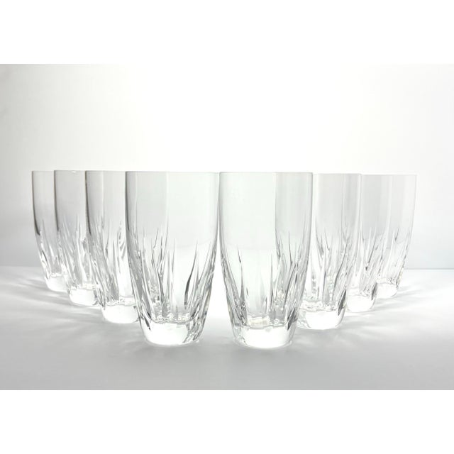1960s Vintage 8 Crystal Highball Tumbler Glasses 5 7/8” 16oz Sharp Flame Cuts Excellent condition. No chips, cracks, or...