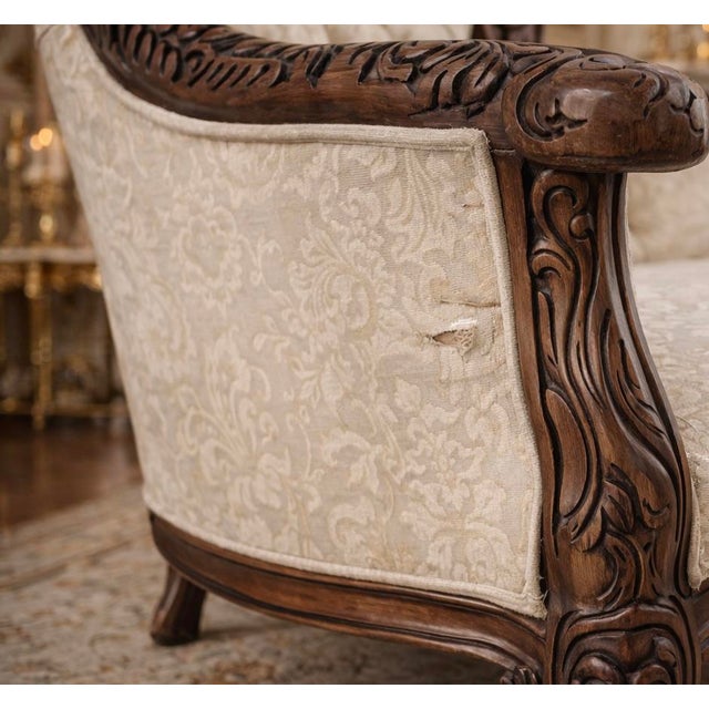 Ivory Antique Victorian Rococo Carved Walnut Sofa – 93” – Reupholstery-Ready Designer Frame For Sale - Image 8 of 10
