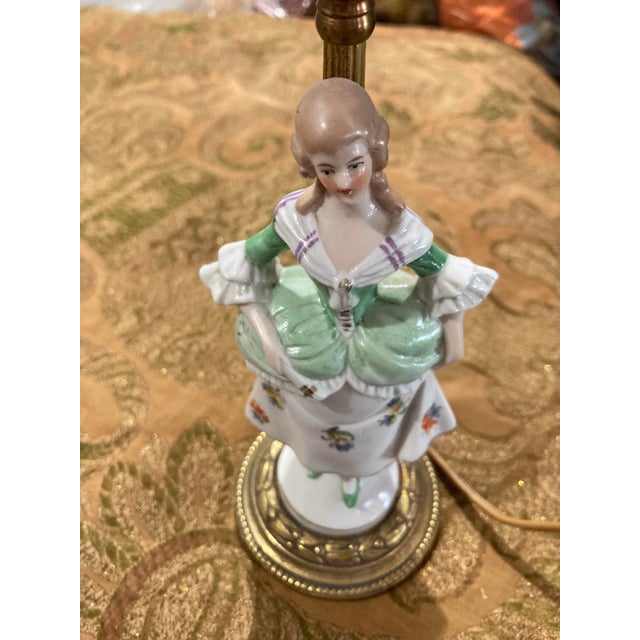 Pair of Vintage Porcelain Figurine Lamps – Rococo Style – Lady & Gentleman – 12” For Sale - Image 14 of 16