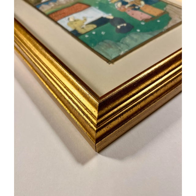 Persian 19th Century Antique Persian Illustrated Manuscript Miniature Gouache Painting For Sale - Image 3 of 6