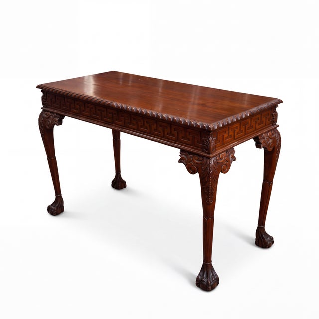 English Georgian Style Mahogany Console Table - Greek Key Frieze Paw Feet For Sale In Atlanta - Image 6 of 10
