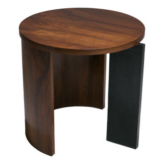 Modern Walnut Veneer and Ebonised Wood Side Table, 1920s For Sale
