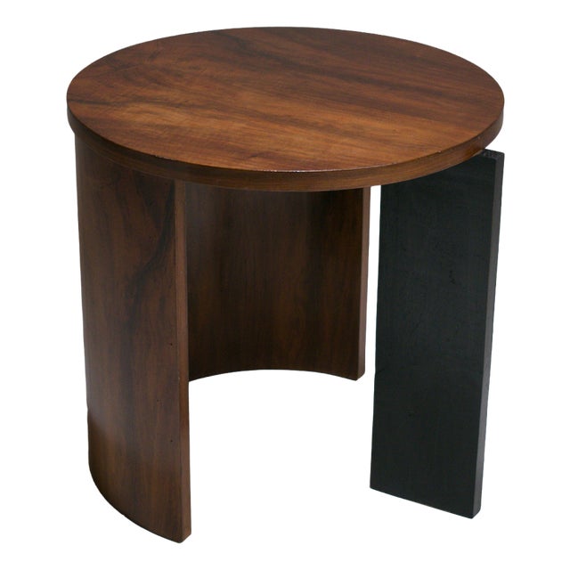 Modern Walnut Veneer and Ebonised Wood Side Table, 1920s For Sale