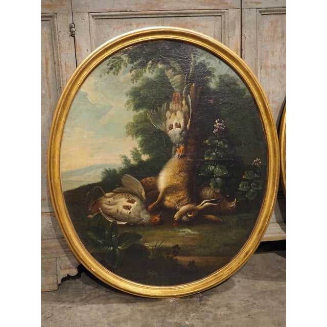 19th Century Pair of French Antique Hunt Trophy Paintings in Giltwood Frames, 19th Century For Sale - Image 5 of 18