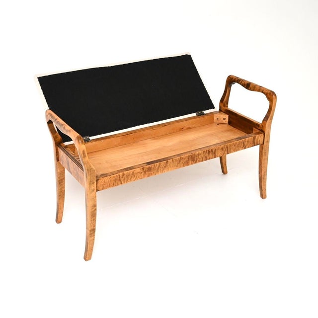 A beautiful and very well made antique Swedish satin birch duet piano stool / bench. This was recently imported from...