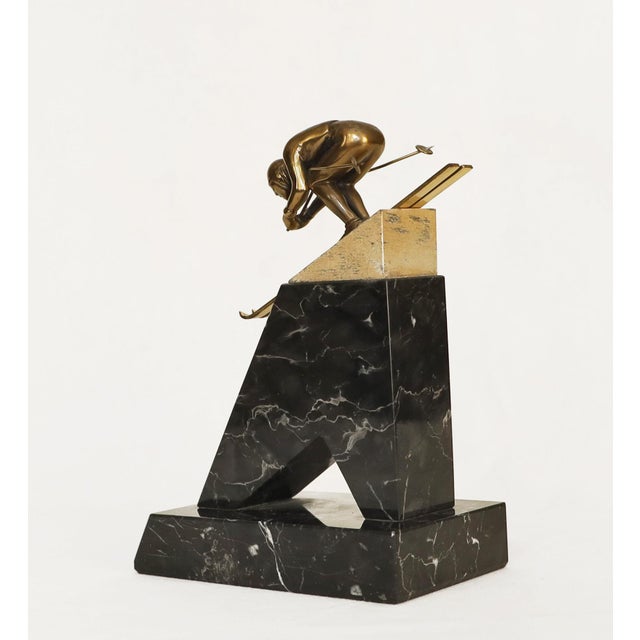 1970s Bronze Ski Jumper, 1972 For Sale - Image 5 of 9