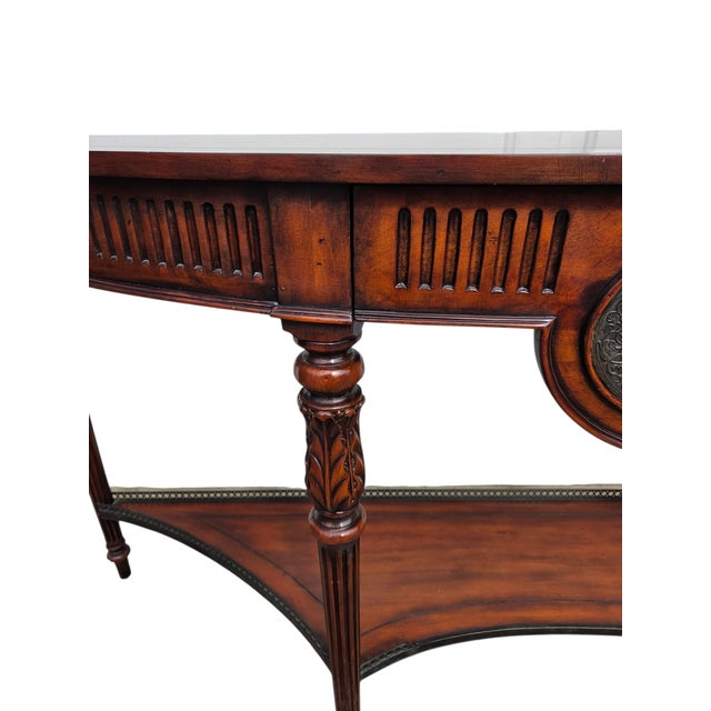 Wood 1990s Theodore Alexander Console Buffet Table Sideboard French Regency Demi Lune Shelf For Sale - Image 7 of 18
