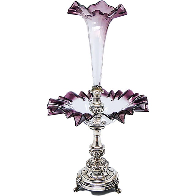 Art Nouveau Bowl on Stand with Flute Vase, 1900s For Sale - Image 13 of 13
