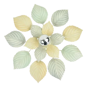 Vintage Pastel Flush Mount or Wall Sconce Leafs Green Peach Light Blue | Mid Century Hollywood Regency Ceiling Lamp Toleware Retro 1980s