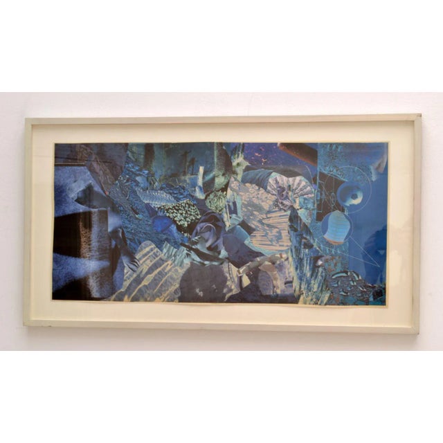 Abstract Collage in Tones of Blue by Bill Allan, UK, 1990s For Sale - Image 6 of 6