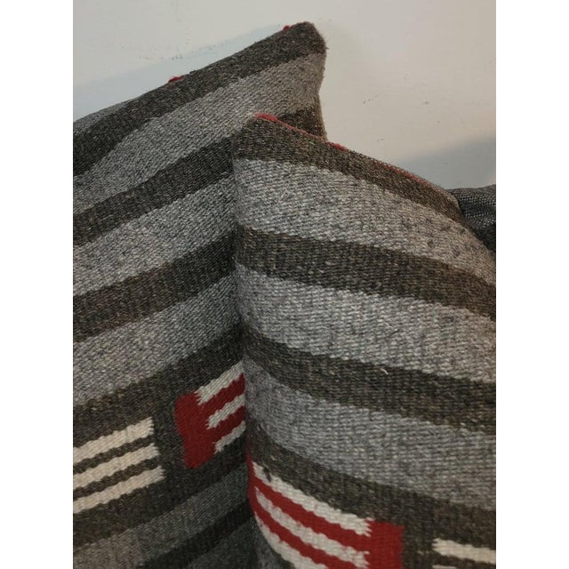 Folk Art 1950s Navajo Indian Weaving Wool Pillows -Pair For Sale - Image 3 of 6