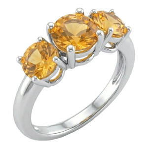 Citrine Trio Gemstone Ring, November Birthstone Ring, Dainty Minimalist Stacking Ring Us 7