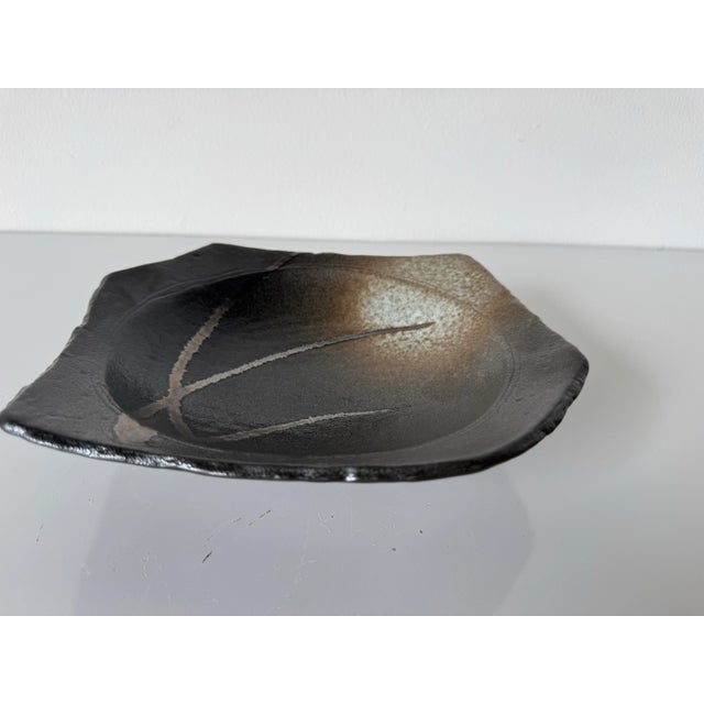 Charcoal Vintage Organic Art Handmade Decorative Pottery Bowl / Dish For Sale - Image 8 of 9