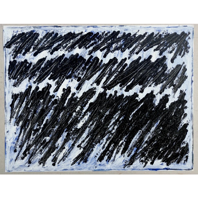 Black 25.5" by 19.6" - Cy Twombly Inspired Abstract Original Oil Painting, Unframed For Sale - Image 8 of 8