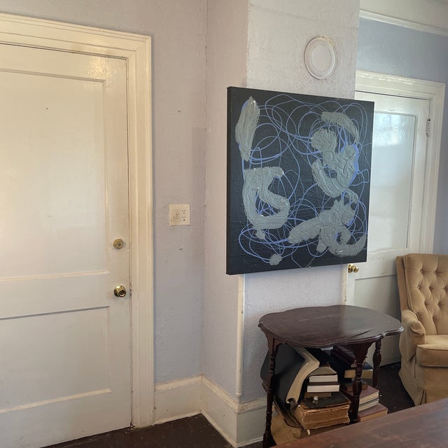 “Swirls” Mid Century Modern Abstract, 36x36” #1701 Multidirectional by Artist John Frates , Coa With Invoice Buy 2 Frates Get 1 Free For Sale - Image 9 of 9