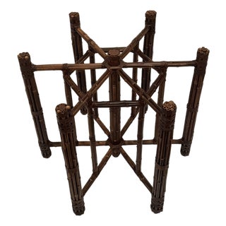 McGuire Organic Modern Bamboo Leather Wrapped Dining Table Base For Sale