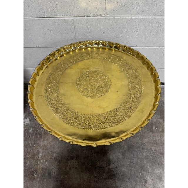 Brass Chinoiserie Style Faux Bamboo Brass Tray Table For Sale - Image 8 of 8