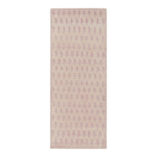 Contemporary Block Print Floral Wool Runner by Rug & Kilim, India For Sale