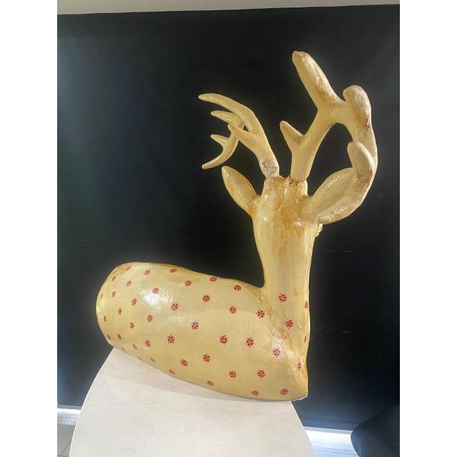 Monumental Surrealist Papier-Mâché Large Sculpture of a Deer by Sergio Bustamante Signed and # 29/100 For Sale - Image 12 of 13