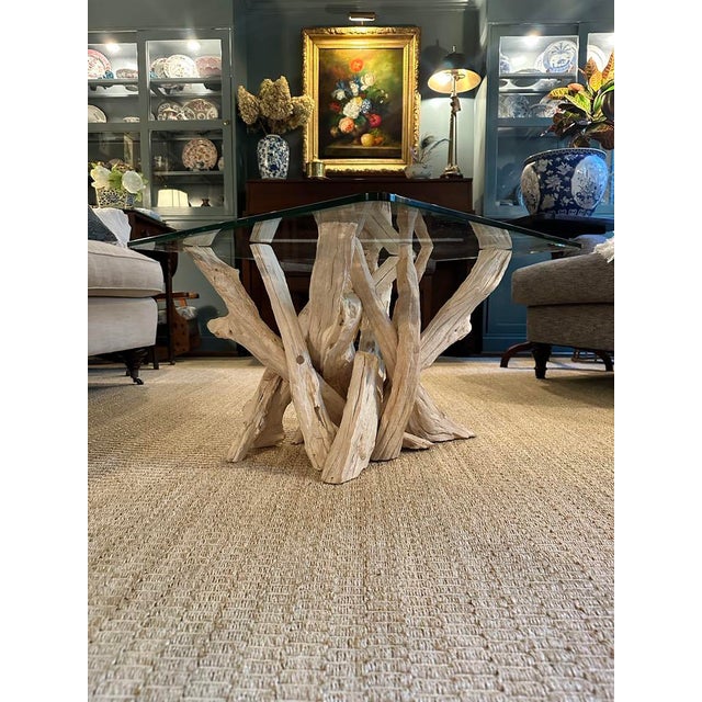 1990s Coastal Driftwood and Glass Coffee Table For Sale In Washington DC - Image 6 of 7