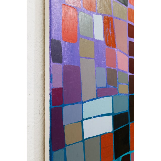 "Squares / Turquoise Purple Orange" Large Abstract Oil Painting by Simon Findlay For Sale - Image 9 of 17