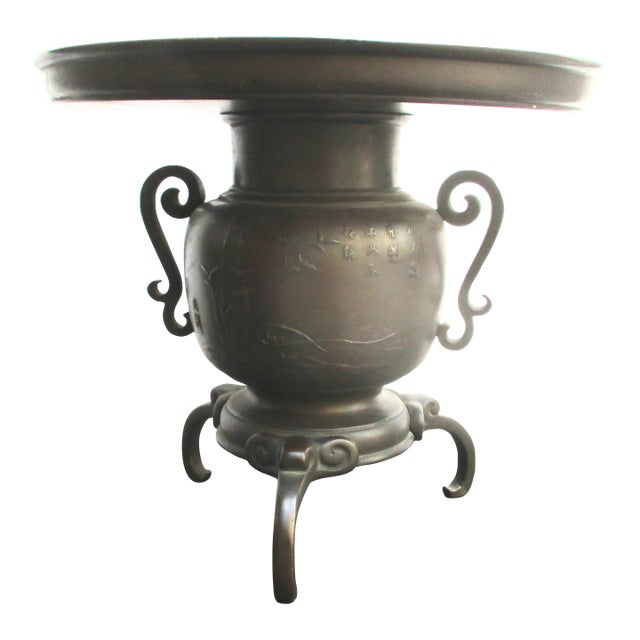 Japanese Usubata Bronze Antique Vase For Sale