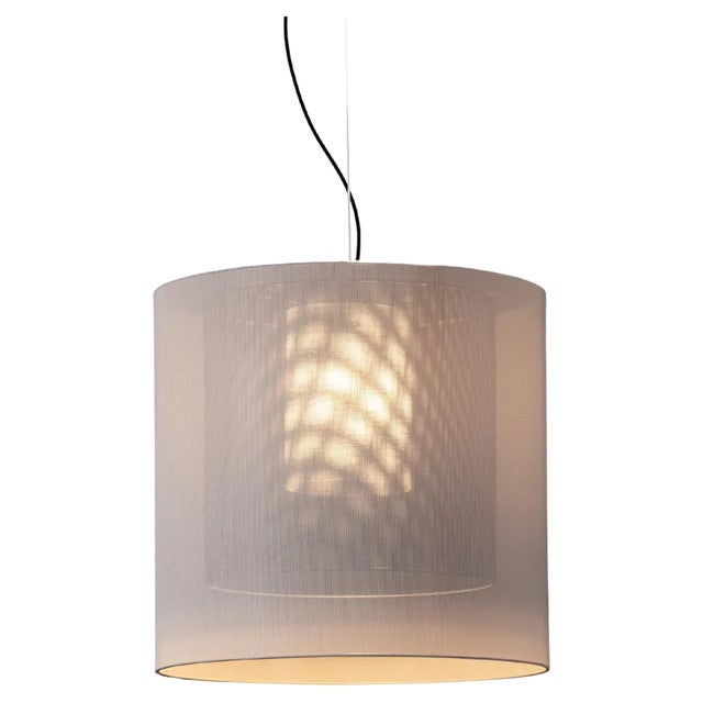 LM Pendant Lamp in White and Black Moaré by Antoni Arola For Sale