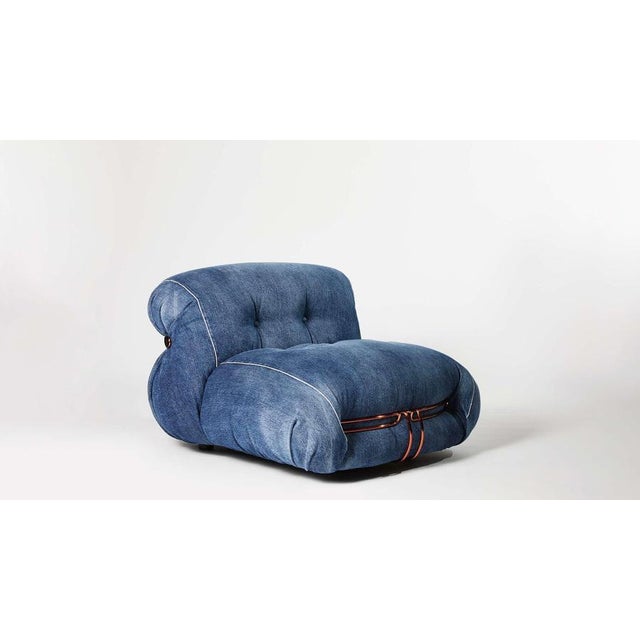 Denim Soriana Armchair by Roy Rogers and Afra and Tobia Scarpa for Cassina For Sale - Image 4 of 6