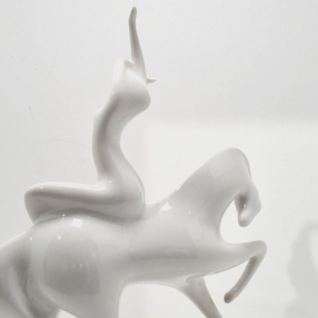 Mid-Century Art Deco Porcelain Lady Godiva Figurine by Jaroslav Ježek for Royal Dux, 1959 For Sale - Image 4 of 18
