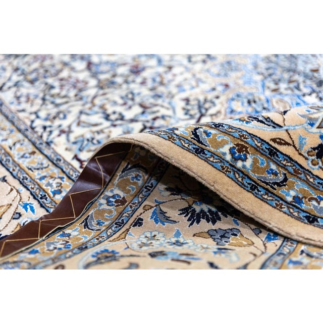 Middle Eastern Hand-Knotted Nain Rug with Lachak-Toranj Medallion in Silk For Sale - Image 6 of 13