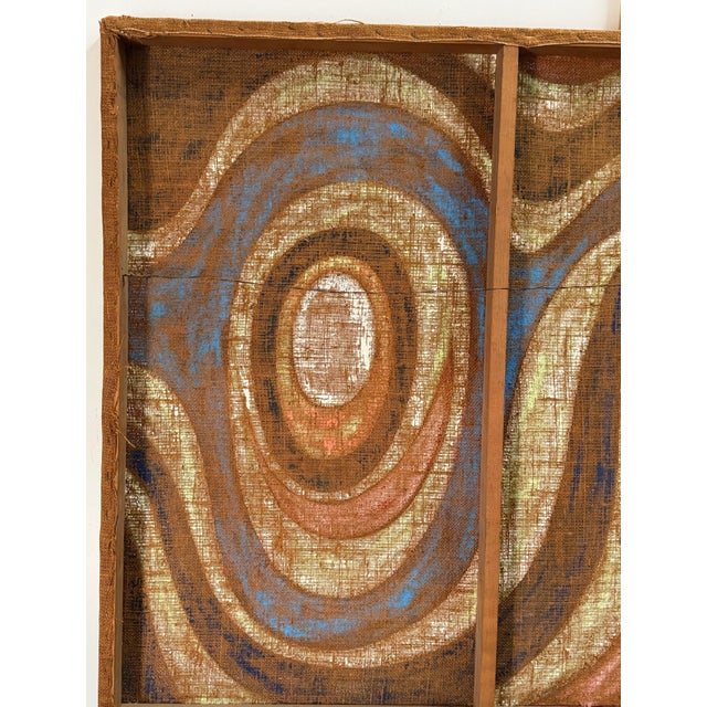 Large Mid Century abstract Oil on Burlap Alexander Calder School, Circa 1950s For Sale - Image 10 of 18