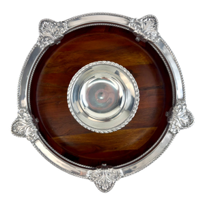Vintage Reba Silverplate and Wood Serving Tray With Dip Bowl