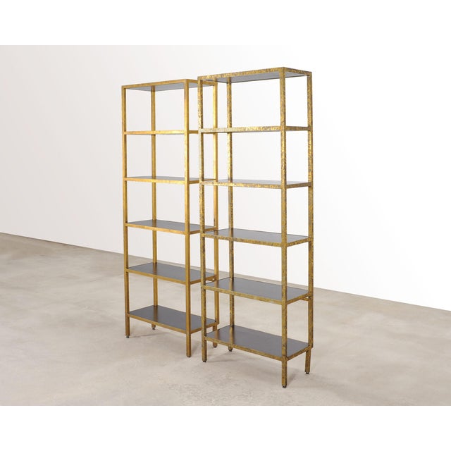 Art Deco Pair of Oly Studio Gilt Iron 'Stella' Étagères Bookcase Shelves For Sale - Image 3 of 18