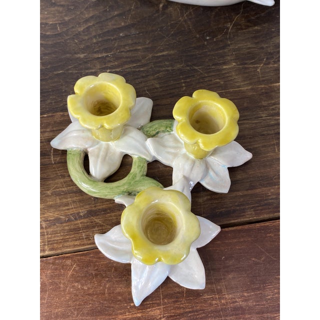 Earthenware Centerpiece and Two Candlesticks, 1950s, Set of 3 For Sale - Image 18 of 18