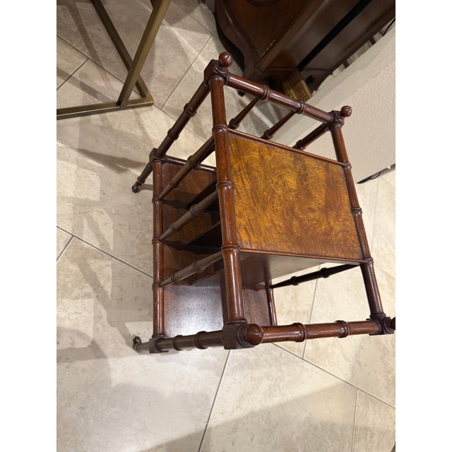Chestnut Baker Furniture Magazine Rack Faux Bamboo For Sale - Image 8 of 8