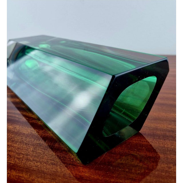 Forest Green Green Murano Sommerso Glass Vase by Flavio Poli for Alessandro Mandruzzato, Italy, 1970s For Sale - Image 8 of 9